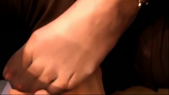 Fully fashioned stocking foot tease and foot job with cumshot
